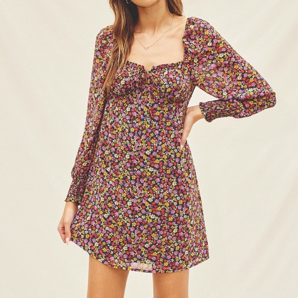 Indigo Ditsy Sweetheart Mini Dress NWOT